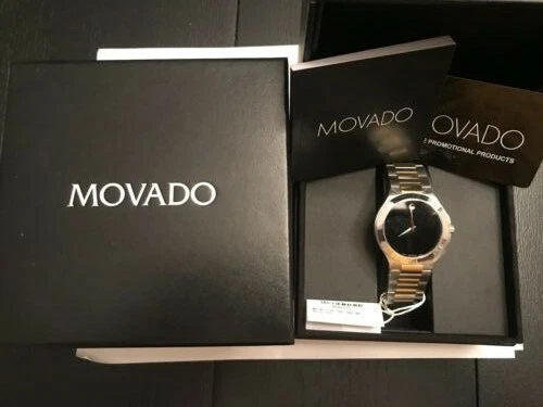 NUOVO OROLOGIO DA UOMO MOVADO MUSEO 0606181 funzionante, in scatola, carte, nome sul retro,