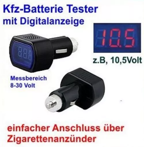 Kfz Auto 12V, 24V Digital Batterietester Batterieprüfer Voltmeter Prüfgerät, 1St