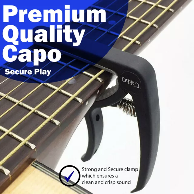 Guitar Capo -Trigger Capo for Guitar. Black Blue White. Acoustic, Electric, Bass 2