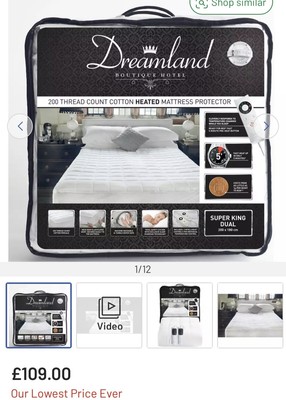 dreamland boutique dual control mattress protector superking