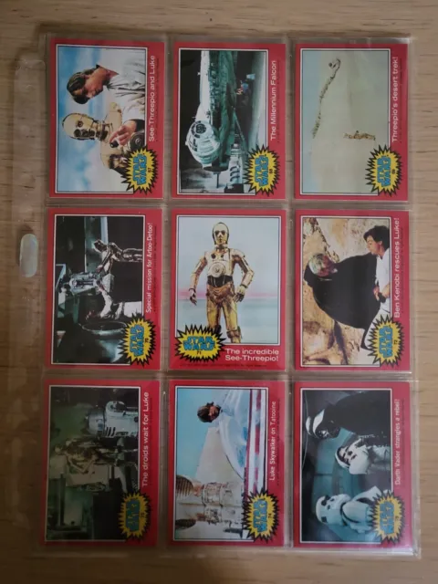 Topps USA Star Wars 1977 Serie 2 rote Karten Set in fantastischem Zustand