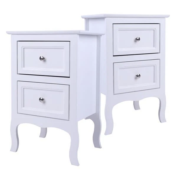 2 pz comodini stile country a due livelli taglia grandi bianchi