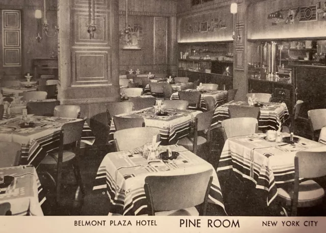 Belmont Plaza Hotel PINE ROOM New York City Real Picture Post Card