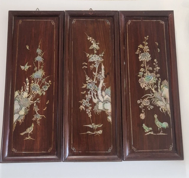 PAIRE DE PANNEAUX ASIATIQUES - A décor de nacre - Epoque XXe - Lot 230