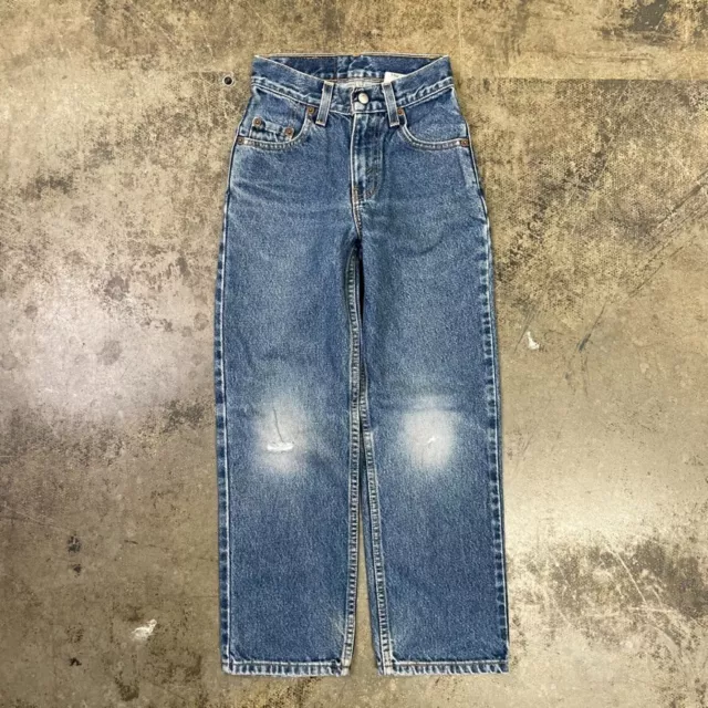 "Pantaloni vintage Levis Jeans 550 anni '90 etichetta carta denim USA, blu lavato, bambini 22""