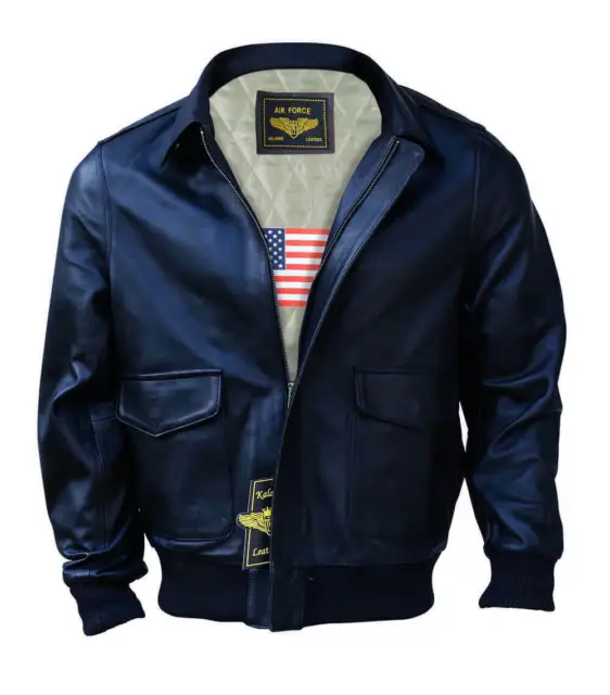 Men A2 aviator Air Force Flight Bomber brown Genuine Leather Jacket FREE RETURNS 2