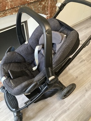 TecTake Poussette 3 en 1 d’enfants Combinée pliable combinable canne de voyage bébé gris 
