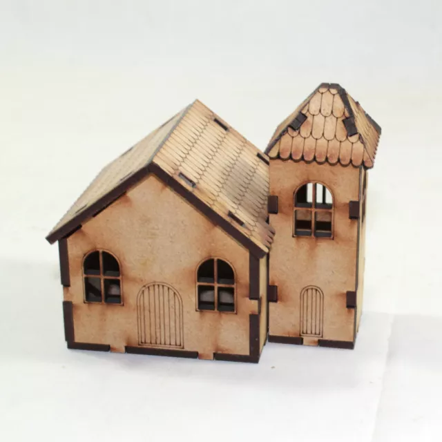 Model Railway Church Building MDF Laser Cut Church 00 Village OO Gauge