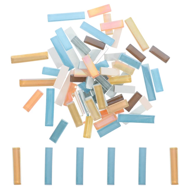 2 Bags Small Decorative Tiles Colorful Glass Mosaic Strips Stone