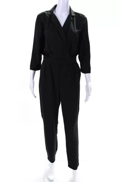 W118 BY WALTER Baker Womens Collared Long Sleeve Skinny Jumpsuit Black ...