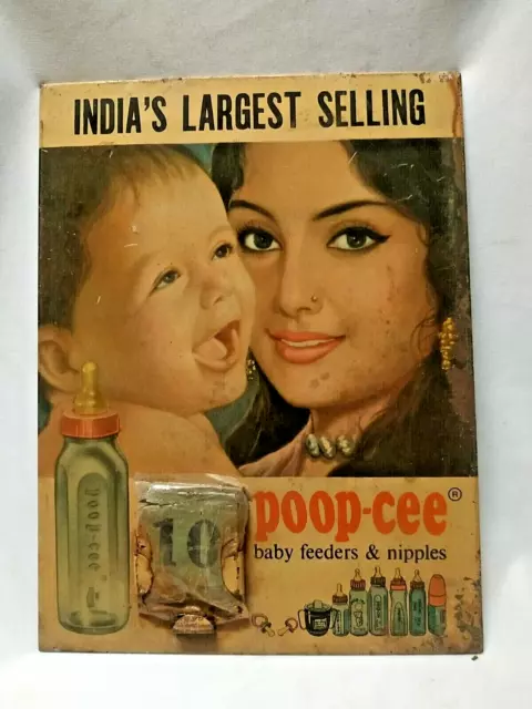 Vintage Advertising Tin Sign Poop-Cee Mother & Child Baby Feeder Bottle Calender