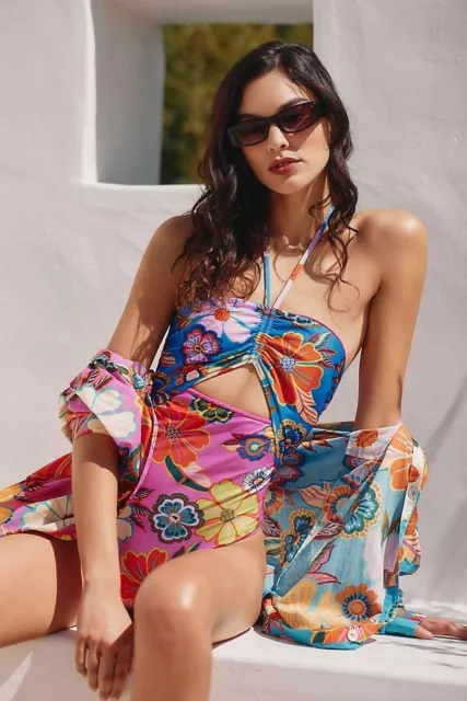 New by Anthropologie Farm Rio Full Garden Halter One-Piece Swimsuit S $195 NWT 2