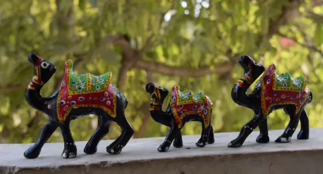 Juego de 3 figuras de camello antiguo, artesanía II, decoración para el...