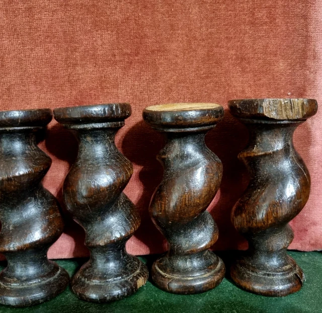 6 Barley twist turned spindle Column Antique french oak architectural salvage 4" 4