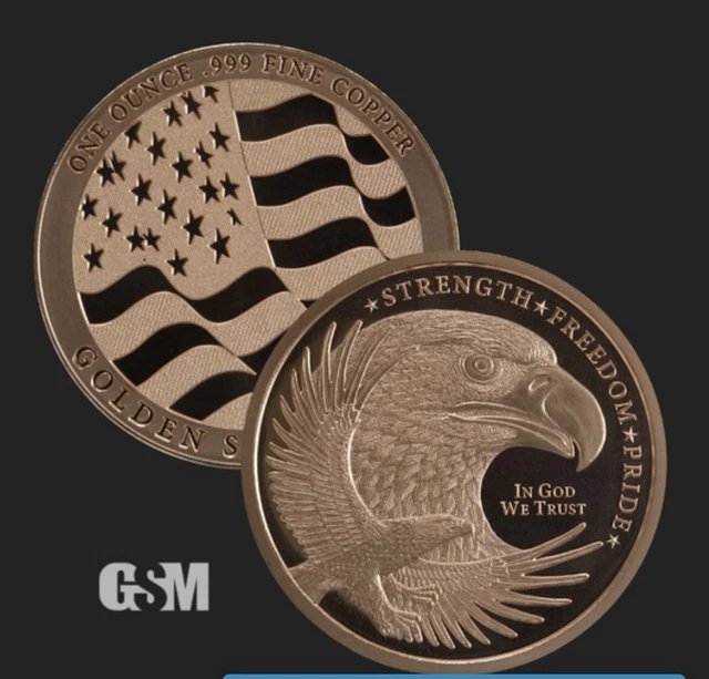 New 1 Oz 2023 Gsm Eagle .999 Copper Bu Round Coin Free Capsule Made In The Usa