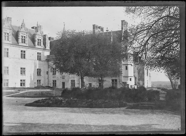 Plaque verre photo ancienne négatif noir et blanc 6x9 cm château glass plate