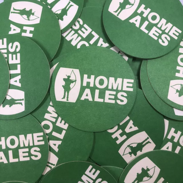 Vtg HOME ALES Beer Coasters Green Archer Bar Pub Pads British Brewery England UK