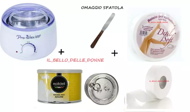Kit Depilazione Scaldacera + Rotolo Per Ceretta + Cera Varie Fragranze + Spatola