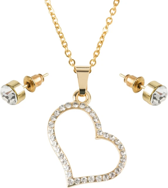 Collier Vintage Avec Pendentif Cœur Et Saphir Imitation Couleur Or - Bijou Rétro Sans Marque *4272