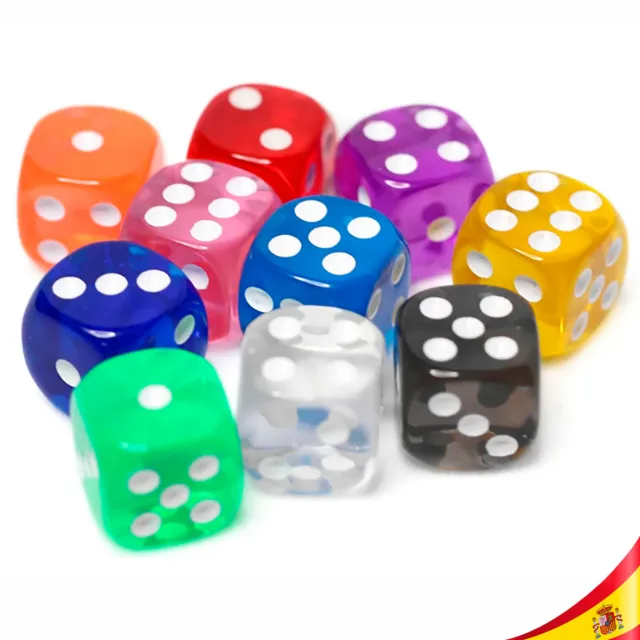 Set 6 Dados Transparentes de Colores para Juegos de Mesa Decoración Niños Adulto