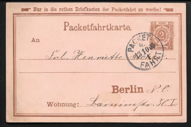 r376 Stadt BERLIN/ Packetfahrtkarte vom 13.10.1893 o
