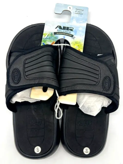 Air Balance Men's Slip On Sandal Shoes Slides Size 8 Black