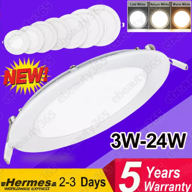 3W 6W 9W 12W 15W 18W 24W LED Panel Light Round Recessed Ceiling Down Lights NEW