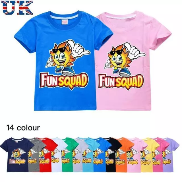 Kids Boys Girls Fun Squad Gaming Print Short Sleeve T-shirt Casual Cotton Top UK