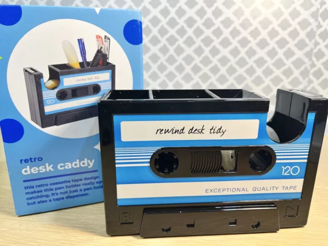 NEW Cassette Tape Dispenser Pen Holder Vase Stationery Desk Tidy Container