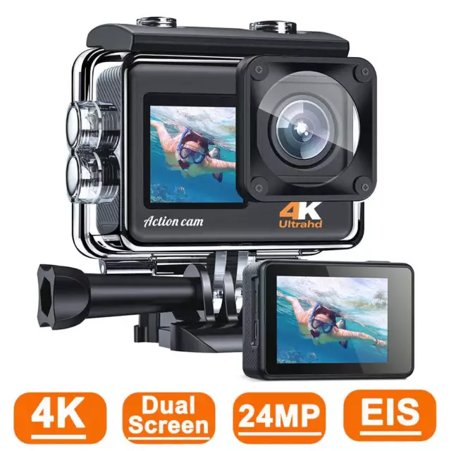 Campark 4K 24MP Action Camera Dual Screen WiFi Waterproof Camera APP Control