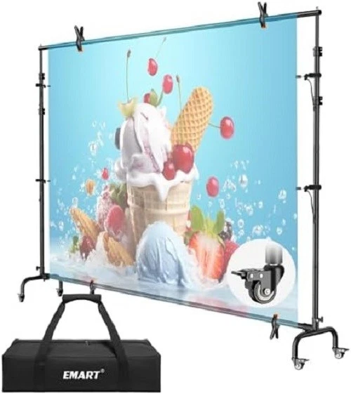 10X7.7FT ROLLING BACKDROP Stand with Wheels, Adjustable and Moveable ...