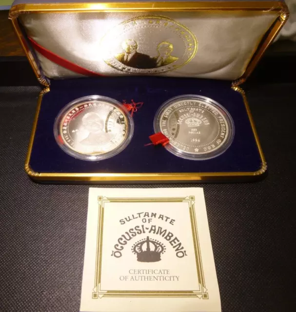 1996 SULTANATE Occussi-Ambeno Elected President 1oz Silver Proof 2pc coin set