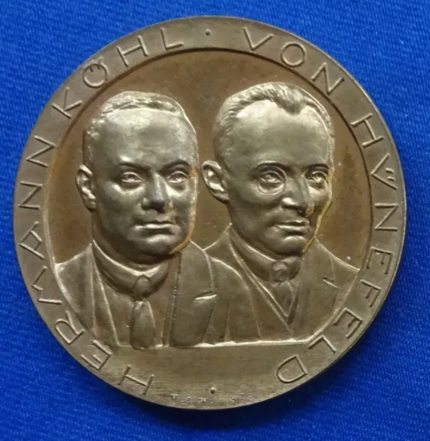 Luftfahrt-Kupfermedaille 1928 (M&W) - Atlantikflug - Hermann Köhl / von Hünefeld