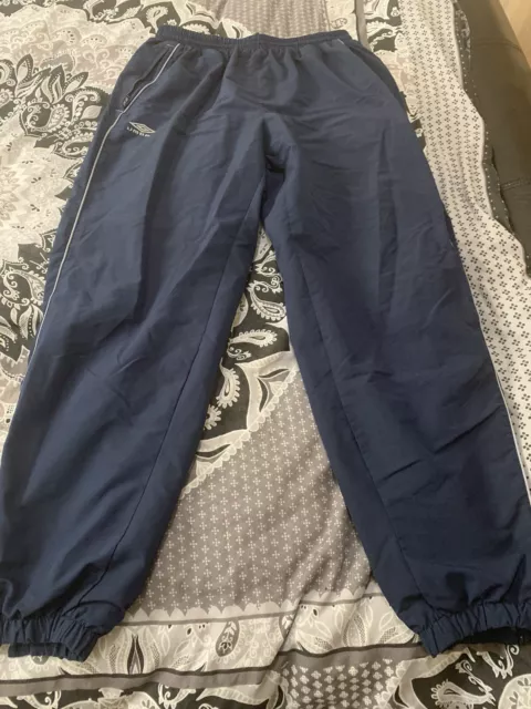 MENS UMBRO RETRO Pants tracksuit bottoms XL Navy Blue 8.00