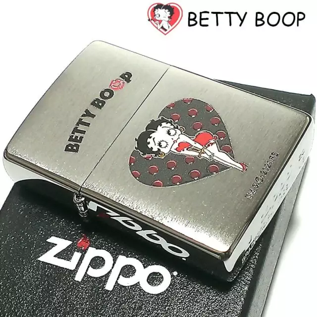 Zippo Oil Lighter Betty Boop 90th Anniversary Dots Heart Silver Brass Japan