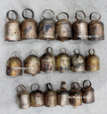 Decorative Vintage Handmade Rounded Top Rustic Iron Tin Bells 18 Pcs Lot X Mas