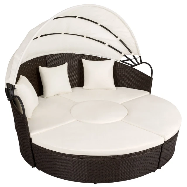 ALU POLYRATTAN SONNENINSEL Sonnenliege Gartenlounge antik braun BWare