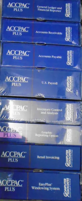 ACCPAC Plus by Computer Associates - GL, AR, AP,  Payroll, Graphics...  1988 NEW