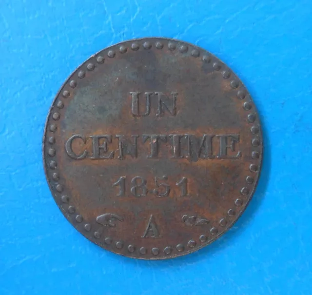 2ème République ,1 centime Dupré 1851 A accent Paris belle qualité cote sup 50€
