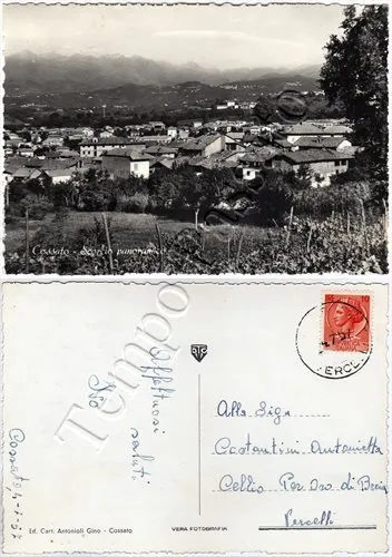 Cartolina di Cossato, panorama - Biella, 1957