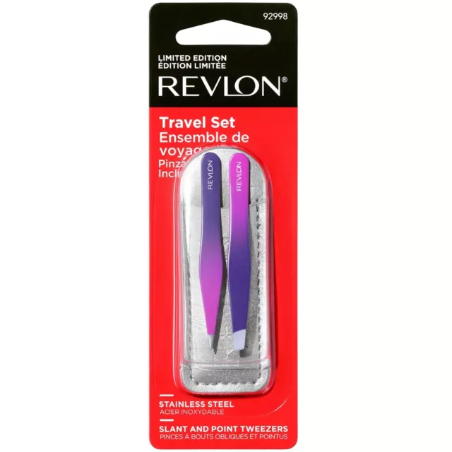 Revlon Hair Removal Tweezer Set, Travel, Mini Slant and Point Tweezers 92998