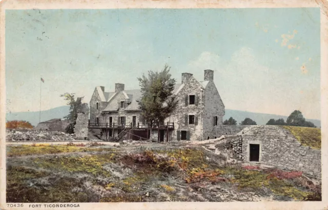 Lake George NY New York Fort Ticonderoga Phostint Card 1920s Vtg Postcard M4