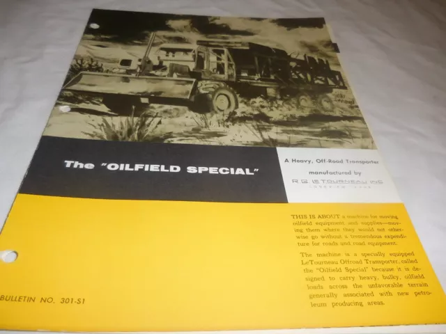 1959 LeTOURNEAU ELECTRIC "OILFIELD SPECIAL" TRANSPORTER SALES BROCHURE