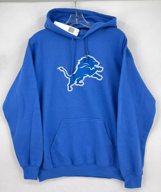 Detroit Lions Men's Long Sleeve Fleece Hoodie Sweatshirt - Size M - Blue