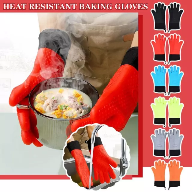 Guantes de silicona para barbacoa resistentes al calor horno parrilla soporte para ollas cocina cocina A2T9