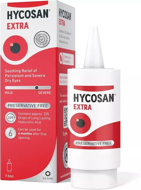 Hycosan Extra Preservative Free Eye Drops - 7.5ml - Brand New EXP- 01/2025