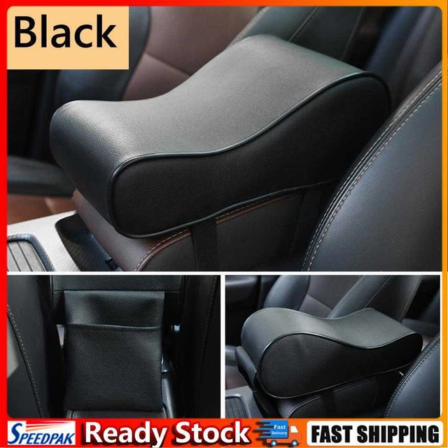 PU Leather Memory Foam Car Console Armrest Cushion Auto Accessories (Black)