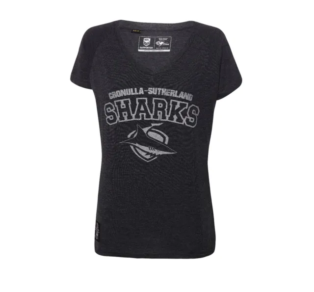 NRL Cronulla Sharks Glitter Supporter T-Shirt - LADIES - Sizes 10 - 16