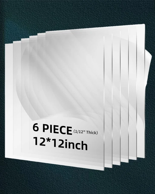 Thin Plexiglass Sheet Clear Acrylic Sheets12" X 12" 2Mm Acrylic Square Cast...
