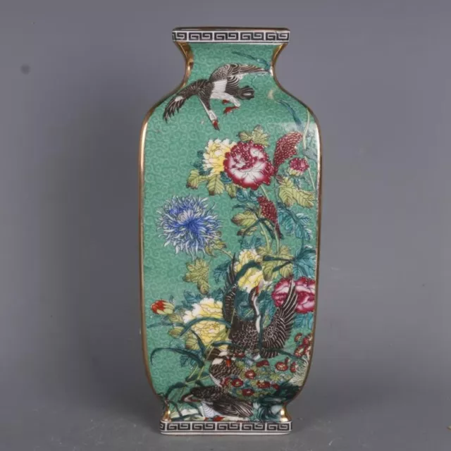 Old Chinese porcelain color Hand Painted flower bird vase Qianlong Mark 5108 2